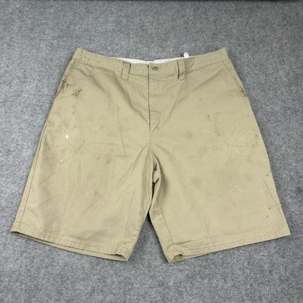 Dickies Chino Shorts Mens 40 Khaki Tan Distressed Workwear‎ Utility Outdoors 00s